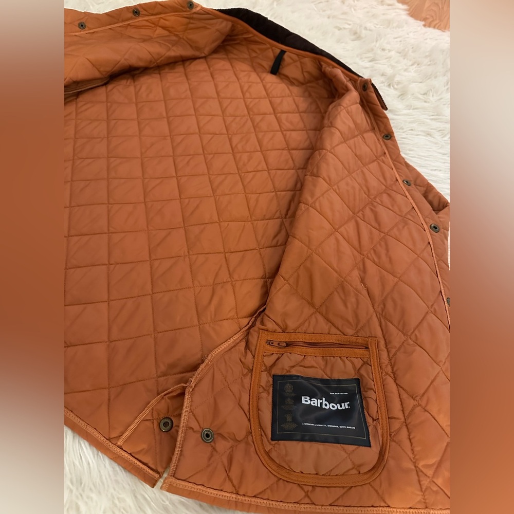 Barbour Liddesdale Quilted Orange Jacket - Picture 3 of 8